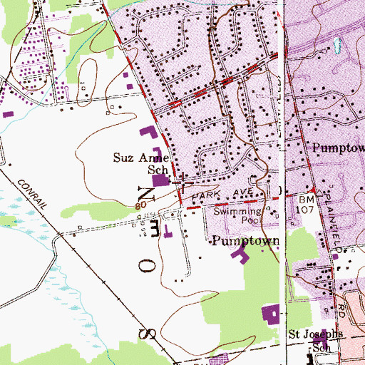 Topographic Map of Suz Anne School, NJ