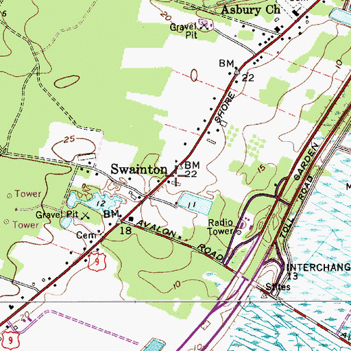 Topographic Map of Swainton, NJ