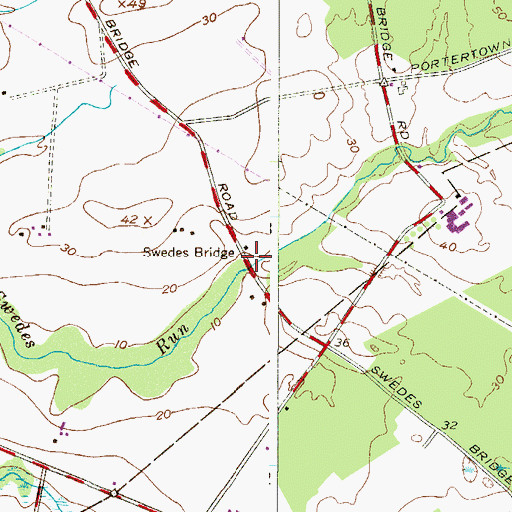 Topographic Map of Swedes Bridge, NJ