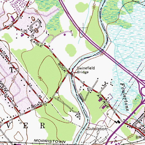 Topographic Map of Swinefield Bridge, NJ