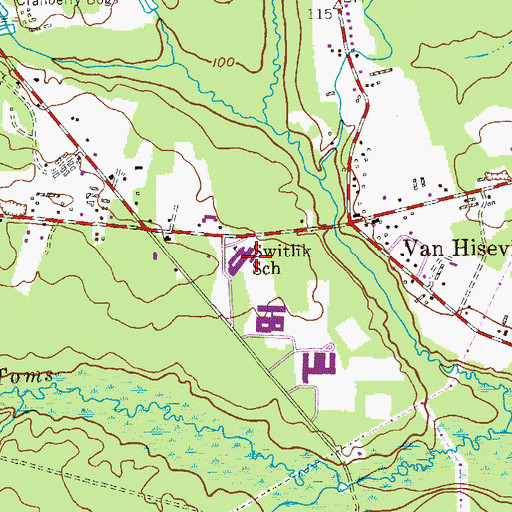 Topographic Map of Switlik Elementary School, NJ