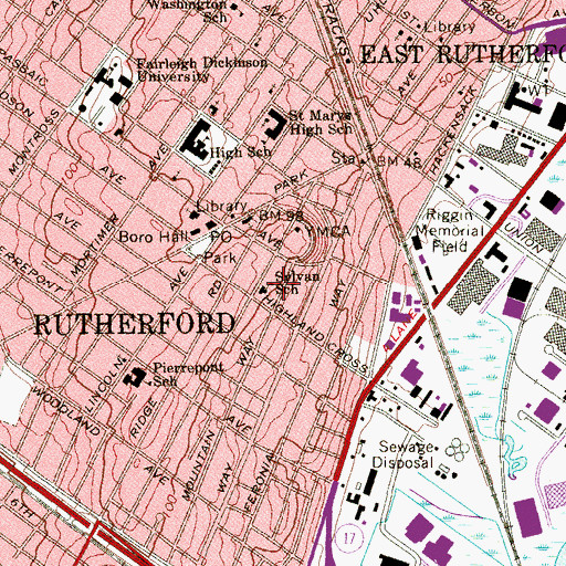 Topographic Map of Sylvan Elementary School, NJ