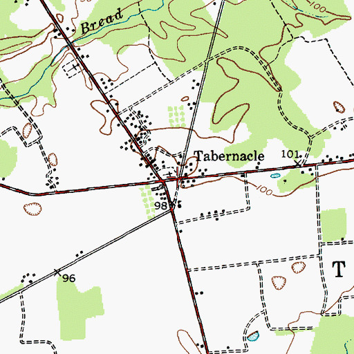 Topographic Map of Tabernacle, NJ