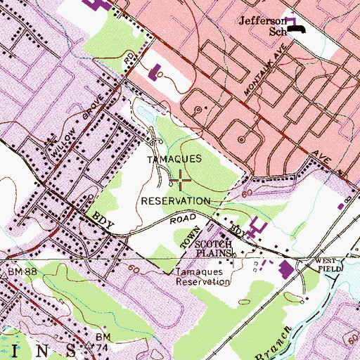 Topographic Map of Tamaques Reservation, NJ