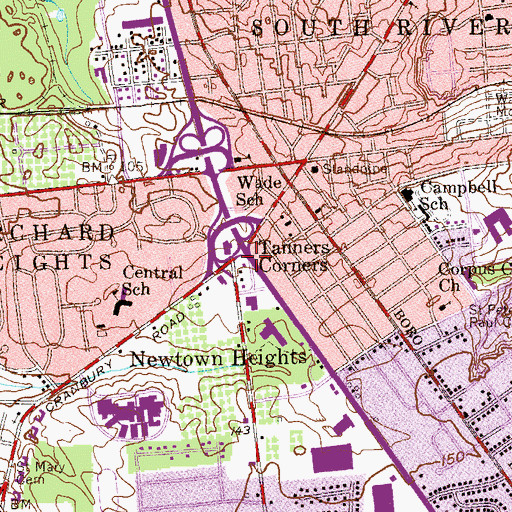 Topographic Map of Tanners Corners, NJ