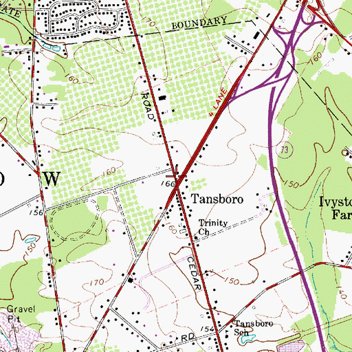 Topographic Map of Tansboro, NJ