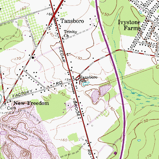 Topographic Map of Tansboro School, NJ