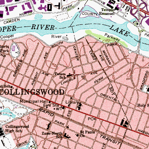 Topographic Map of William P Tatem Elementary School, NJ