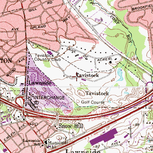 Topographic Map of Tavistock, NJ