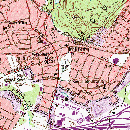 Topographic Map of Taylor Park, NJ