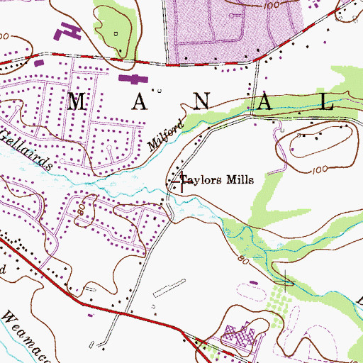 Topographic Map of Taylors Mills, NJ