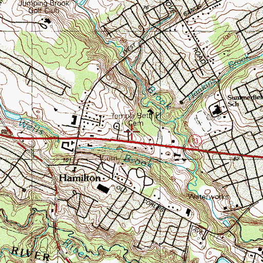 Topographic Map of Temple Beth El Cemetery, NJ