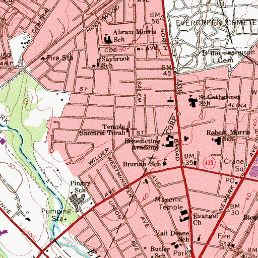 Topographic Map of Temple Shomrel Torah, NJ