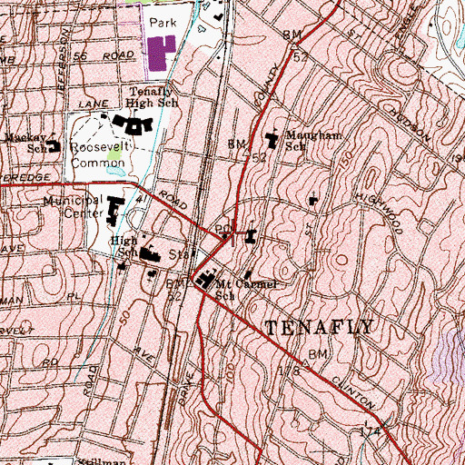 Topographic Map of Tenafly, NJ