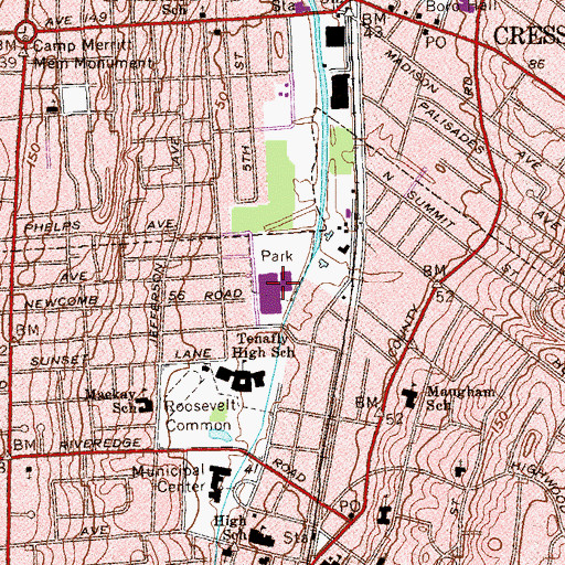 Topographic Map of Tenafly High School, NJ
