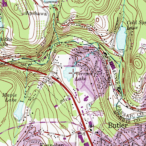 Topographic Map of Terrace Lake, NJ