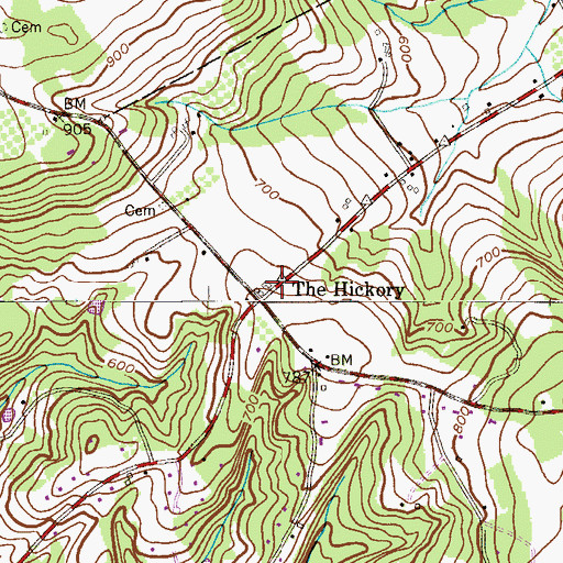 Topographic Map of The Hickory, NJ