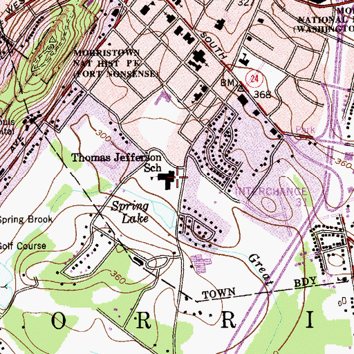 Topographic Map of Thomas Jefferson Elementary School, NJ