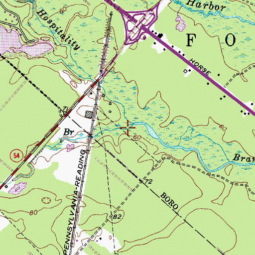 Topographic Map of Three Pond Branch, NJ