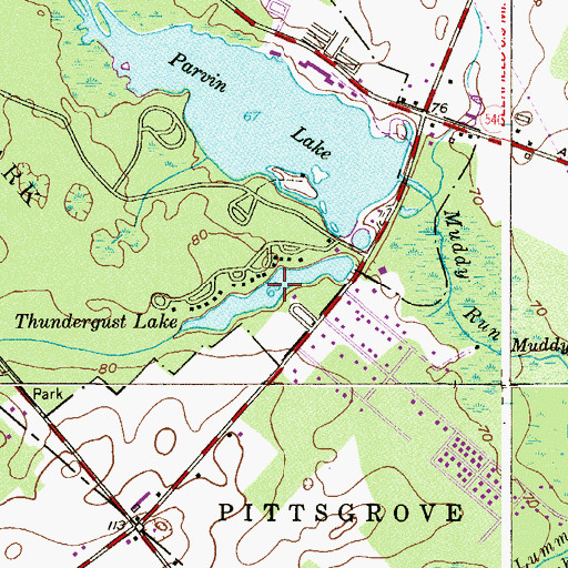 Topographic Map of Thundergust Lake, NJ