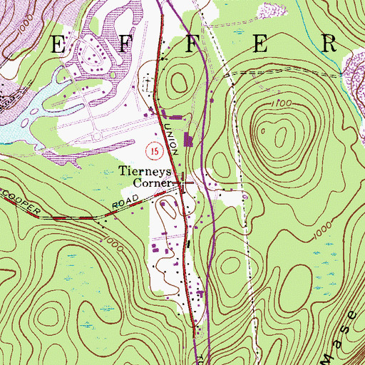 Topographic Map of Tierneys Corner, NJ