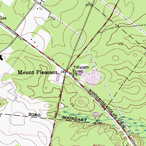 Topographic Map of Tiffereth Israel Cemetery, NJ