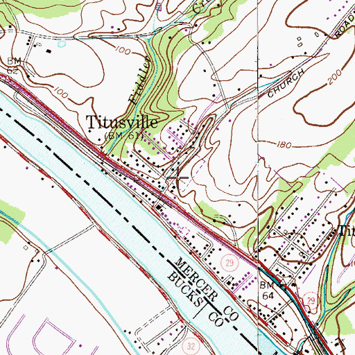 Topographic Map of Titusville, NJ