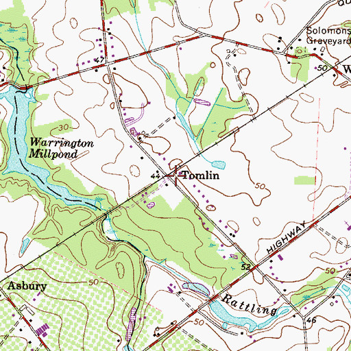 Topographic Map of Tomlin, NJ