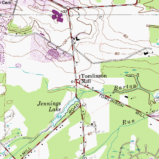 Topographic Map of Tomlinson Mill, NJ