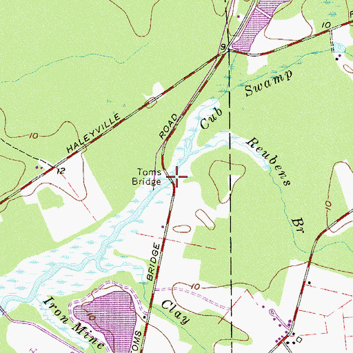 Topographic Map of Toms Bridge, NJ