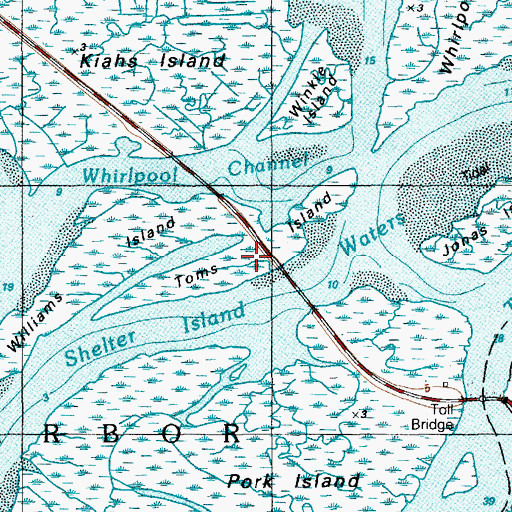 Topographic Map of Toms Island, NJ