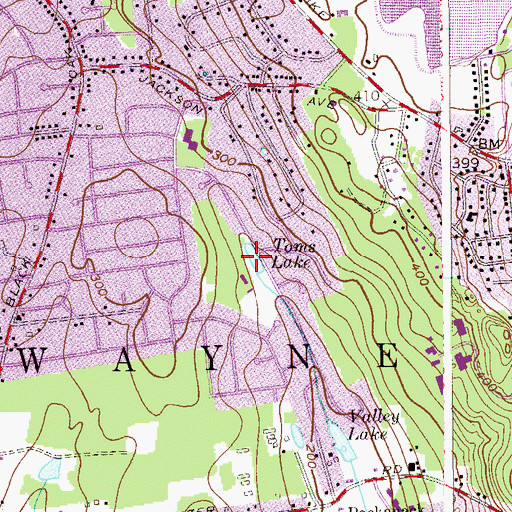 Topographic Map of Toms Lake, NJ