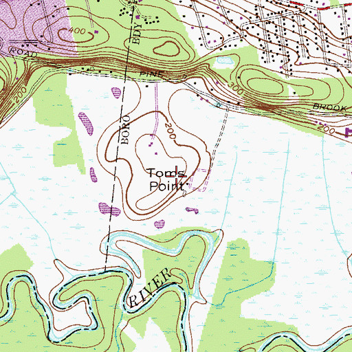 Topographic Map of Toms Point, NJ
