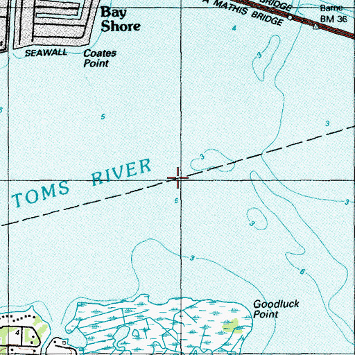 Topographic Map of Toms River, NJ