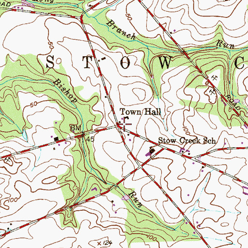 Topographic Map of Town Hall, NJ