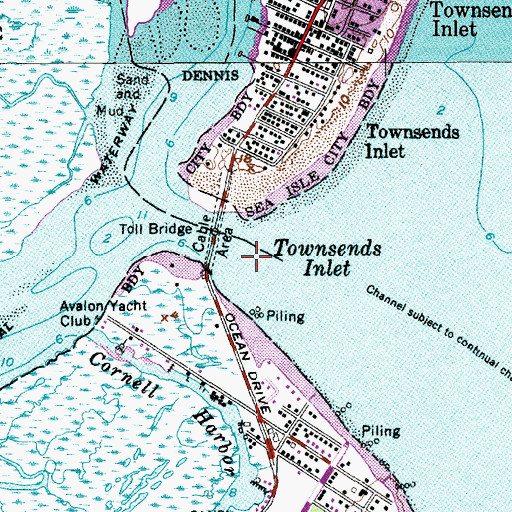 Topographic Map of Townsends Inlet, NJ