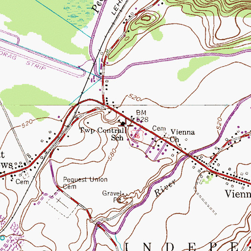 Topographic Map of Township Central School, NJ