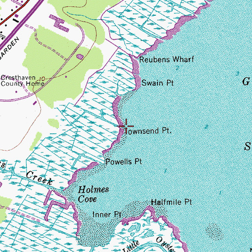 Topographic Map of Townsend Point, NJ
