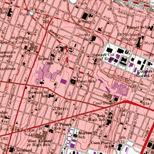 Topographic Map of Treat School, NJ