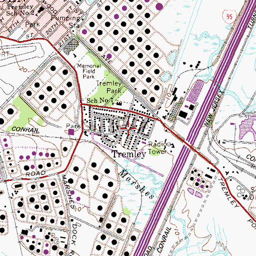 Topographic Map of Tremley, NJ