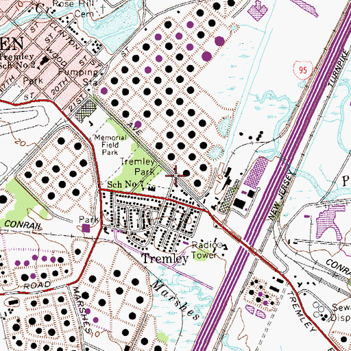 Topographic Map of Tremley Park, NJ