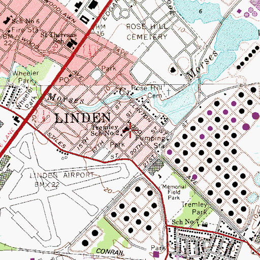 Topographic Map of Number 2 Elementary School, NJ