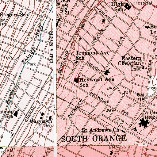 Topographic Map of Tremont Avenue School, NJ