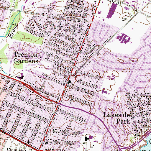 Topographic Map of Trenton Gardens, NJ