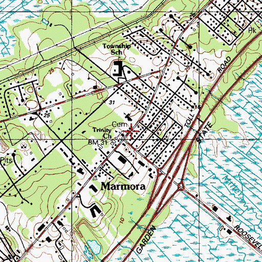 Topographic Map of Trinity Church, NJ