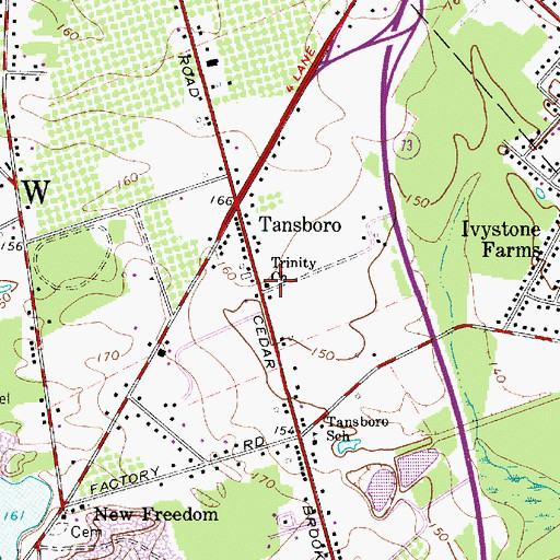 Topographic Map of Trinity Church, NJ