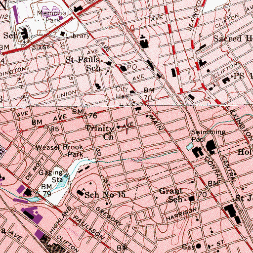 Topographic Map of Trinity Church, NJ