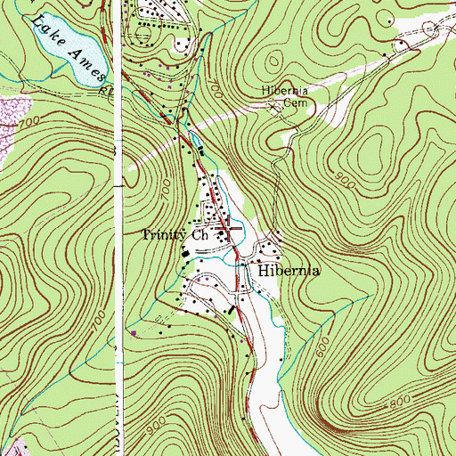 Topographic Map of Trinity Church, NJ