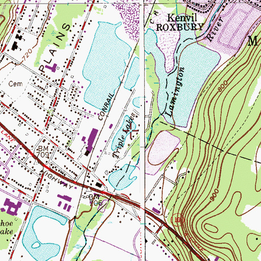 Topographic Map of Triple Lakes, NJ