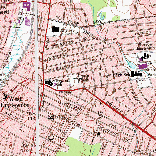 Topographic Map of Tryon Park, NJ
